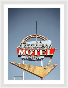 Vintage Motel Sign - Rambler - Framed Print