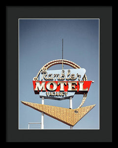 Vintage Motel Sign - Rambler - Framed Print