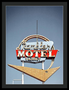 Vintage Motel Sign - Rambler - Framed Print