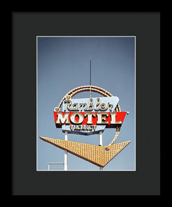 Vintage Motel Sign - Rambler - Framed Print