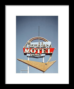 Vintage Motel Sign - Rambler - Framed Print