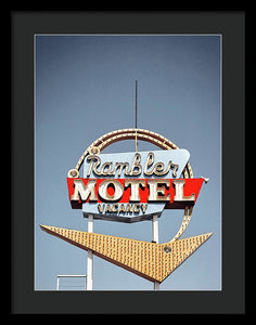 Vintage Motel Sign - Rambler - Framed Print