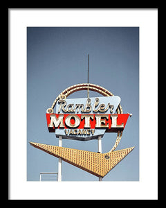 Vintage Motel Sign - Rambler - Framed Print