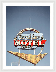 Vintage Motel Sign - Rambler - Framed Print