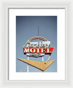 Vintage Motel Sign - Rambler - Framed Print