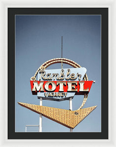 Vintage Motel Sign - Rambler - Framed Print