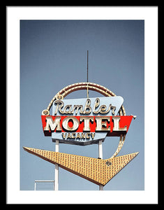 Vintage Motel Sign - Rambler - Framed Print