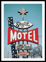 Load image into Gallery viewer, Vintage Motel Sign - Sky Lit - Framed Print