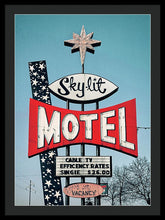 Load image into Gallery viewer, Vintage Motel Sign - Sky Lit - Framed Print