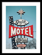 Load image into Gallery viewer, Vintage Motel Sign - Sky Lit - Framed Print