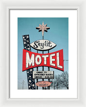 Load image into Gallery viewer, Vintage Motel Sign - Sky Lit - Framed Print