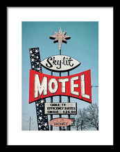 Load image into Gallery viewer, Vintage Motel Sign - Sky Lit - Framed Print