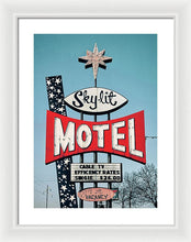 Load image into Gallery viewer, Vintage Motel Sign - Sky Lit - Framed Print