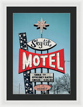 Load image into Gallery viewer, Vintage Motel Sign - Sky Lit - Framed Print