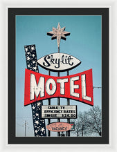 Load image into Gallery viewer, Vintage Motel Sign - Sky Lit - Framed Print