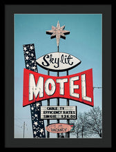 Load image into Gallery viewer, Vintage Motel Sign - Sky Lit - Framed Print