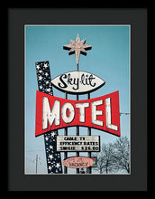 Load image into Gallery viewer, Vintage Motel Sign - Sky Lit - Framed Print