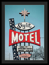 Load image into Gallery viewer, Vintage Motel Sign - Sky Lit - Framed Print