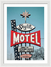 Load image into Gallery viewer, Vintage Motel Sign - Sky Lit - Framed Print