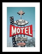 Load image into Gallery viewer, Vintage Motel Sign - Sky Lit - Framed Print