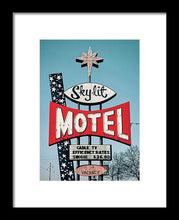 Load image into Gallery viewer, Vintage Motel Sign - Sky Lit - Framed Print