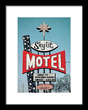 Load image into Gallery viewer, Vintage Motel Sign - Sky Lit - Framed Print