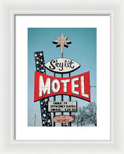 Load image into Gallery viewer, Vintage Motel Sign - Sky Lit - Framed Print