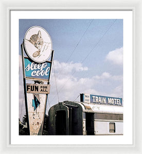 Vintage Motel Sign - Sleep Cool - Framed Print