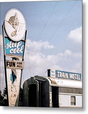 Vintage Motel Sign - Sleep Cool - Metal Print