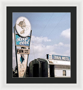 Vintage Motel Sign - Sleep Cool - Framed Print