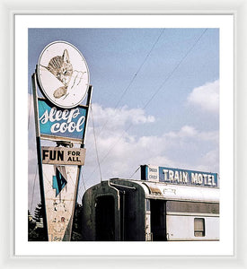 Vintage Motel Sign - Sleep Cool - Framed Print