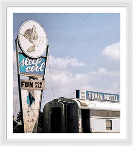 Vintage Motel Sign - Sleep Cool - Framed Print