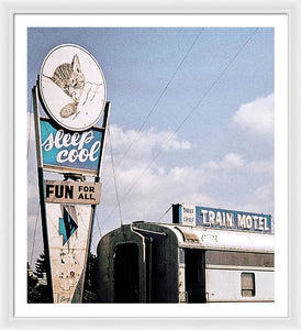 Vintage Motel Sign - Sleep Cool - Framed Print