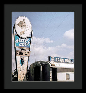 Vintage Motel Sign - Sleep Cool - Framed Print