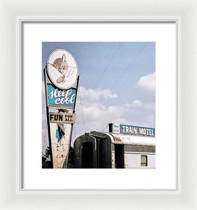 Vintage Motel Sign - Sleep Cool - Framed Print