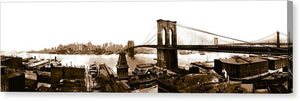 Vintage Scenic View _ Brroklyn Bridge In Sepia - Canvas Print