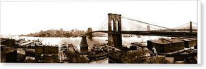 Vintage Scenic View _ Brroklyn Bridge In Sepia - Canvas Print