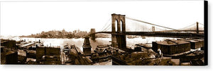 Vintage Scenic View _ Brroklyn Bridge In Sepia - Canvas Print