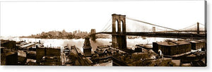 Vintage Scenic View _ Brroklyn Bridge In Sepia - Acrylic Print