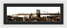 Load image into Gallery viewer, Vintage Scenic View _ Brroklyn Bridge In Sepia - Framed Print