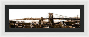 Vintage Scenic View _ Brroklyn Bridge In Sepia - Framed Print