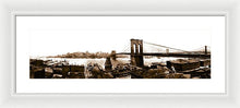 Load image into Gallery viewer, Vintage Scenic View _ Brroklyn Bridge In Sepia - Framed Print