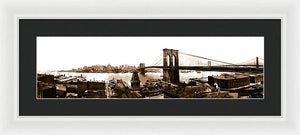 Vintage Scenic View _ Brroklyn Bridge In Sepia - Framed Print