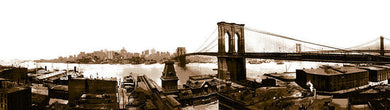 Vintage Scenic View _ Brroklyn Bridge In Sepia - Art Print