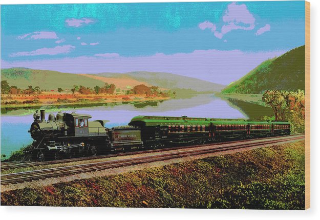 Vintage Scenic View - Black Diamond Train - Wood Print