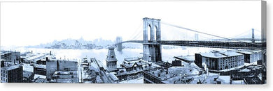 Vintage Scenic View - Brooklyn Bridge In Grays - Canvas Print