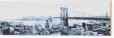 Vintage Scenic View - Brooklyn Bridge In Grays - Wood Print