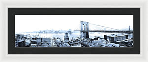 Vintage Scenic View - Brooklyn Bridge In Grays - Framed Print