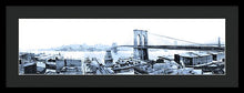 Load image into Gallery viewer, Vintage Scenic View - Brooklyn Bridge In Grays - Framed Print