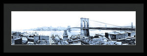 Vintage Scenic View - Brooklyn Bridge In Grays - Framed Print